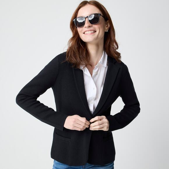 J. Crew Factory Jackets & Blazers - J. Crew Women's Petite Schoolboy Sweater Blazer Long Sleeves Black Size LP NWT